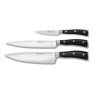 Wüsthof - CLASSIC IKON 3-teiliges Küchenmesserset, schwarz