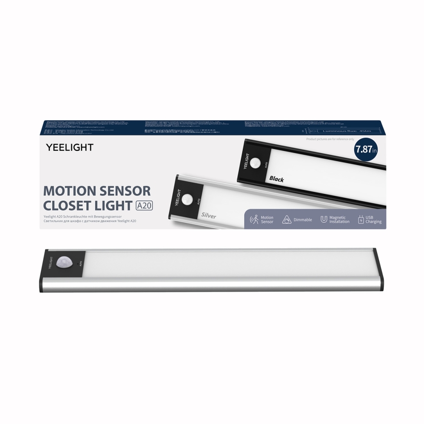Yeelight - LED dimmbares, wiederaufladbares Möbellicht mit Sensor LED/1,8W/1100 mAh 4000K 20 cm Silber