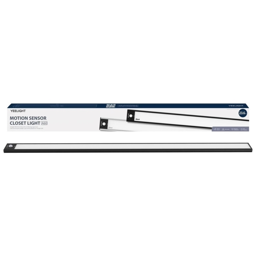 Yeelight - LED dimmbares, wiederaufladbares Möbellicht mit Sensor LED/2,4W/2200 mAh 2700K 60 cm schwarz
