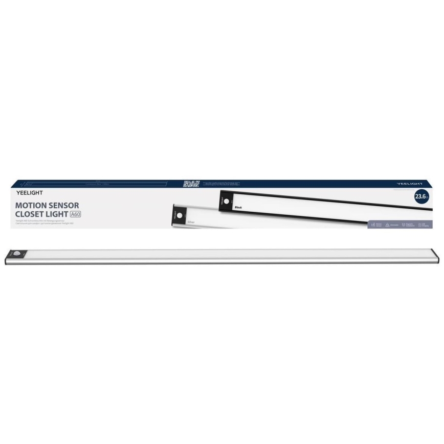Yeelight - LED dimmbares, wiederaufladbares Möbellicht mit Sensor LED/2,4W/2200 mAh 2700K 60 cm Silber