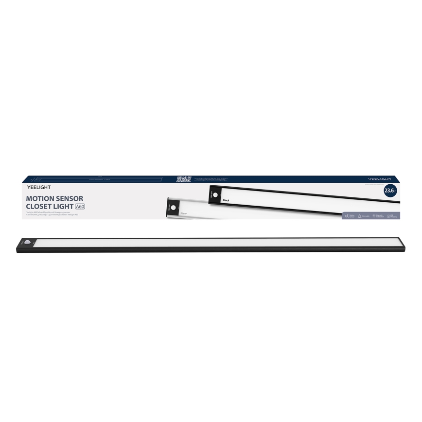 Yeelight - LED dimmbares, wiederaufladbares Möbellicht mit Sensor LED/2,4W/2200 mAh 4000K 60 cm schwarz