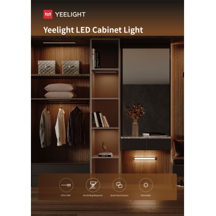 Yeelight - LED dimmbares, wiederaufladbares Möbellicht mit Sensor LED/2,4W/2200 mAh 4000K 60 cm Silber