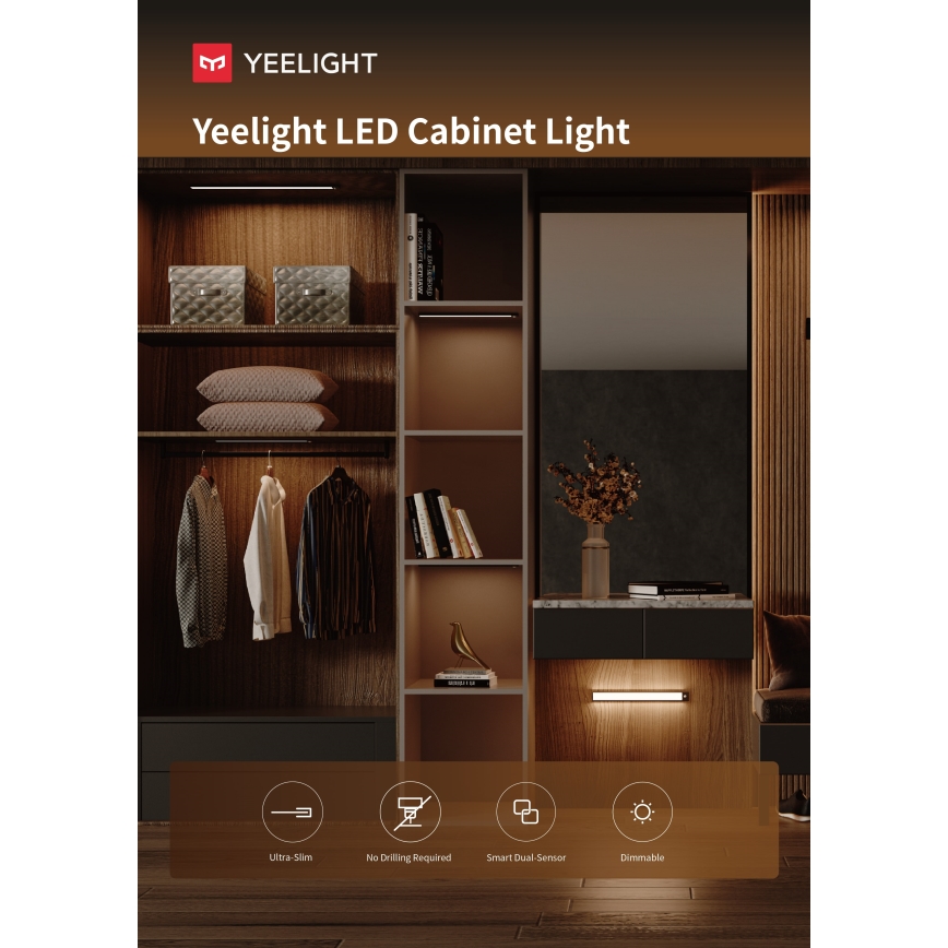 Yeelight - LED dimmbares, wiederaufladbares Möbellicht mit Sensor LED/2,4W/2200 mAh 4000K 60 cm Silber