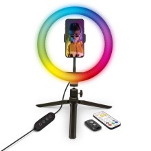 Yenkee - Dimmbare LED-RGB-Lampe mit Stativ und Halter für Vlogging LED/5V + Fernbedienung