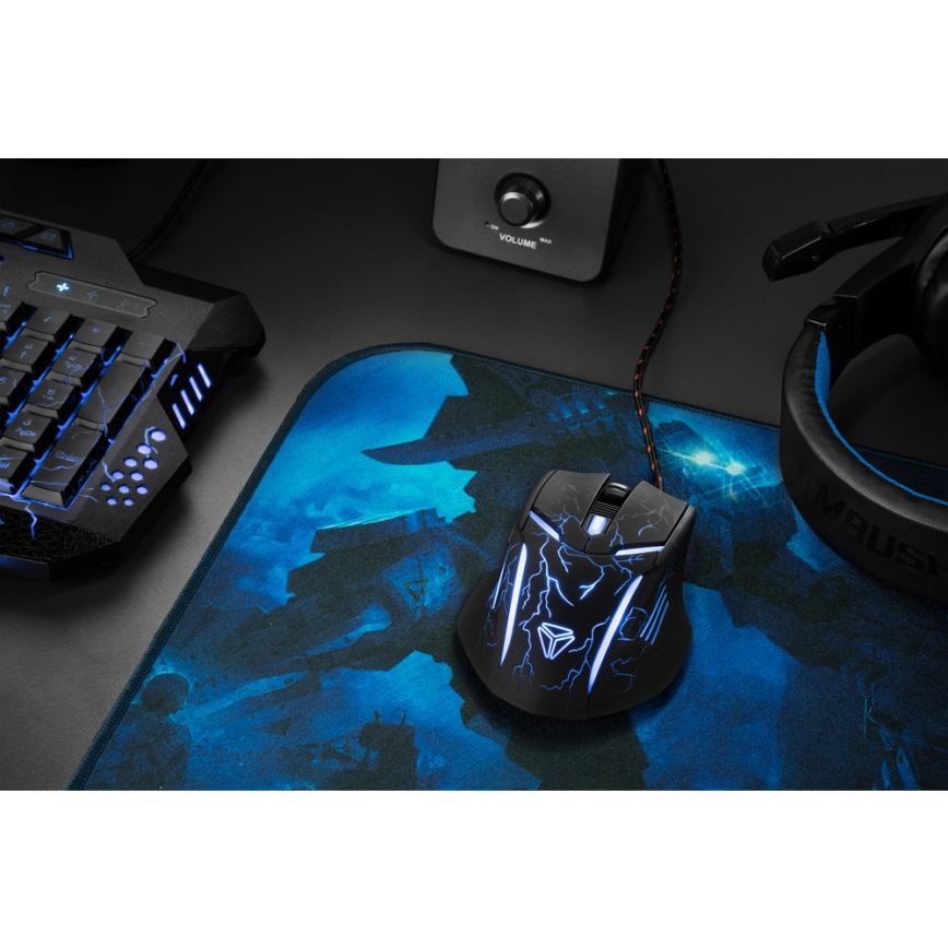 Yenkee – LED Gaming Maus 3200 DPI 6 Tasten schwarz/blau