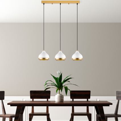 YILDO Pendelleuchte 3xE27/40W/230V weiß/gold