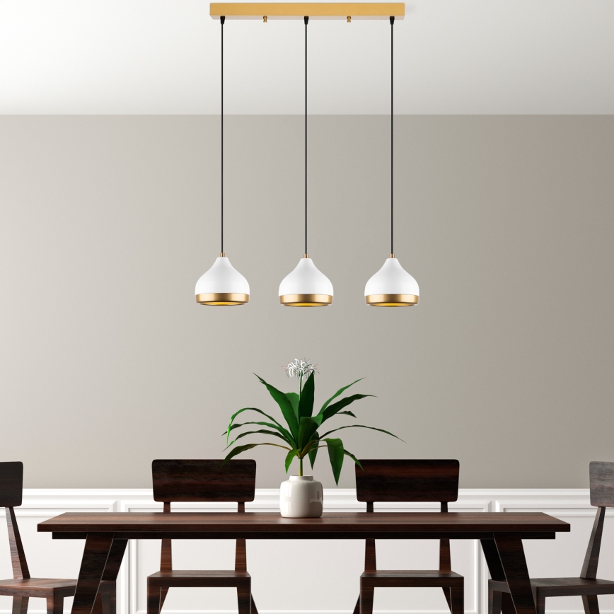 YILDO Pendelleuchte 3xE27/40W/230V weiß/gold