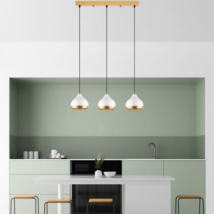 YILDO Pendelleuchte 3xE27/40W/230V weiß/gold