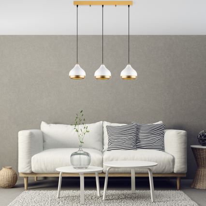 YILDO Pendelleuchte 3xE27/40W/230V weiß/gold