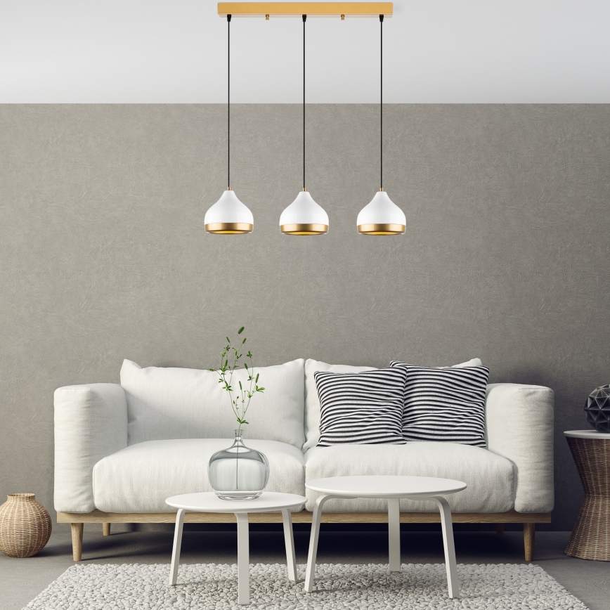 YILDO Pendelleuchte 3xE27/40W/230V weiß/gold