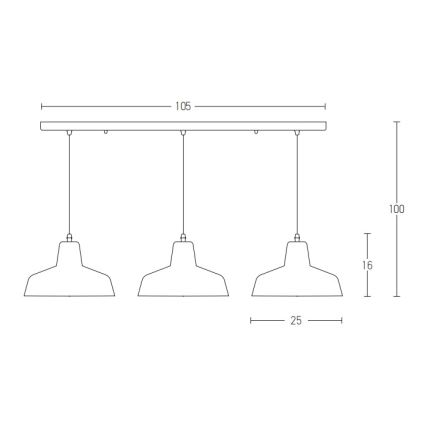 Zambelis 1653 - Deckenleuchte an Kabel 3xE27/40W/230V Beton