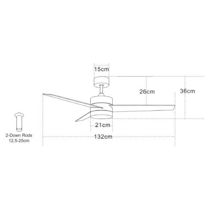 Zambelis 19134 - LED-Deckenventilator LED/15W/230V 3000/4000/6000K matt Chrom + Fernbedienung