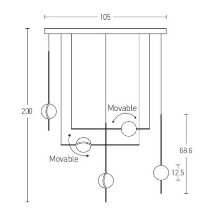 Zambelis 2001 - LED-Hängeleuchte an Schnur LED/38W/230V