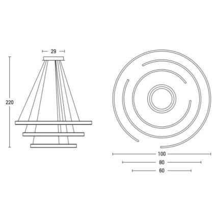 Zambelis 2014 - Dimmbare LED-Hängeleuchte an Schnur LED/120W/230V golden