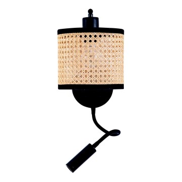 Zambelis 20355 - LED Wandleuchte 1xE27/40W + LED/3W/230V Rattan