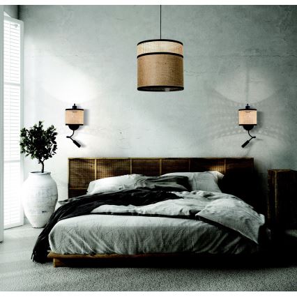 Zambelis 20355 - LED Wandleuchte 1xE27/40W + LED/3W/230V Rattan