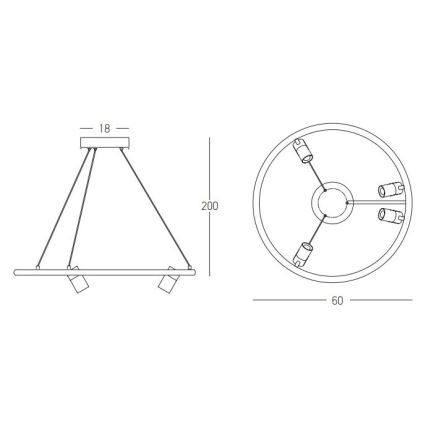 Zambelis 22012 - Dimmbare LED-Hängeleuchte an Schnur LED/47W/230V d 60 cm schwarz