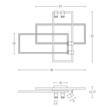 Zambelis 22020 - Dimmbare LED-Aufbauleuchte LED/52W/230V