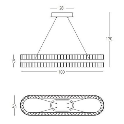 Zambelis 22041 - Dimmbare LED-Hängeleuchte an Schnur LED/68W/230V golden