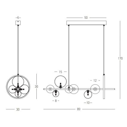 Zambelis 22063 - Dimmbare LED-Hängeleuchte an Schnur LED/14W + 7xG9/7W/230V