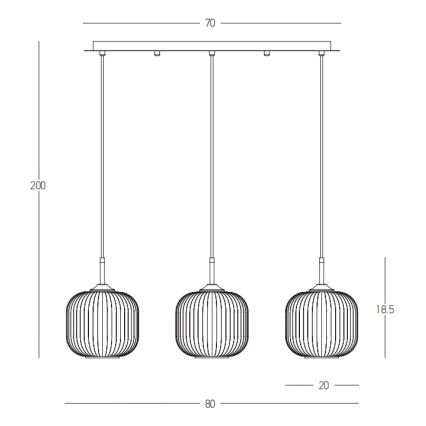 Zambelis 22074 - Hängeleuchte an Schnur 3xE27/40W/230V