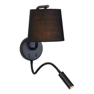 Zambelis H57 - LED Flexibles Leuchtmittel LED/3W + 1xE27/40W/230V Schwarz