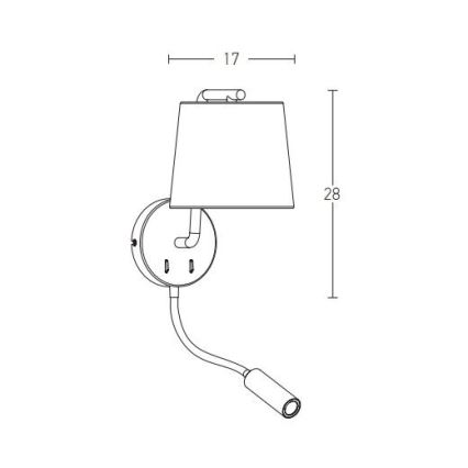 Zambelis H57 - LED-Wandlampe LED/3W + 1xE27/40W/230V schwarz