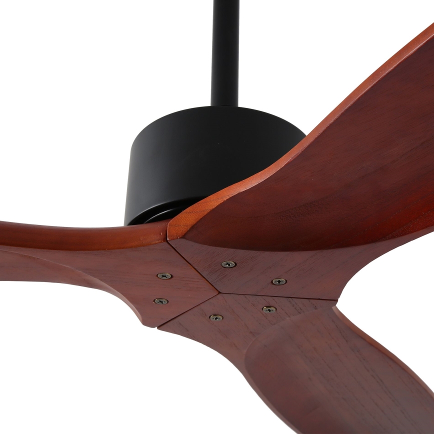 ZEVENTI - Deckenventilator CUENCA Wi-Fi Tuya Schwarz/Eiche + Fernbedienung