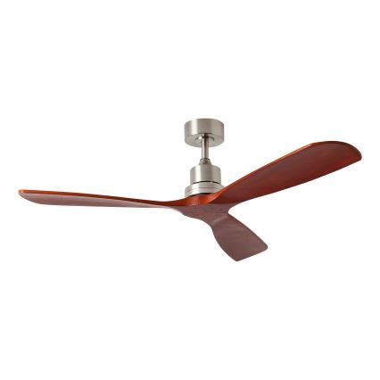 ZEVENTI - Deckenventilator LIONI Wi-Fi Tuya mattchrom/Eiche + Fernbedienung