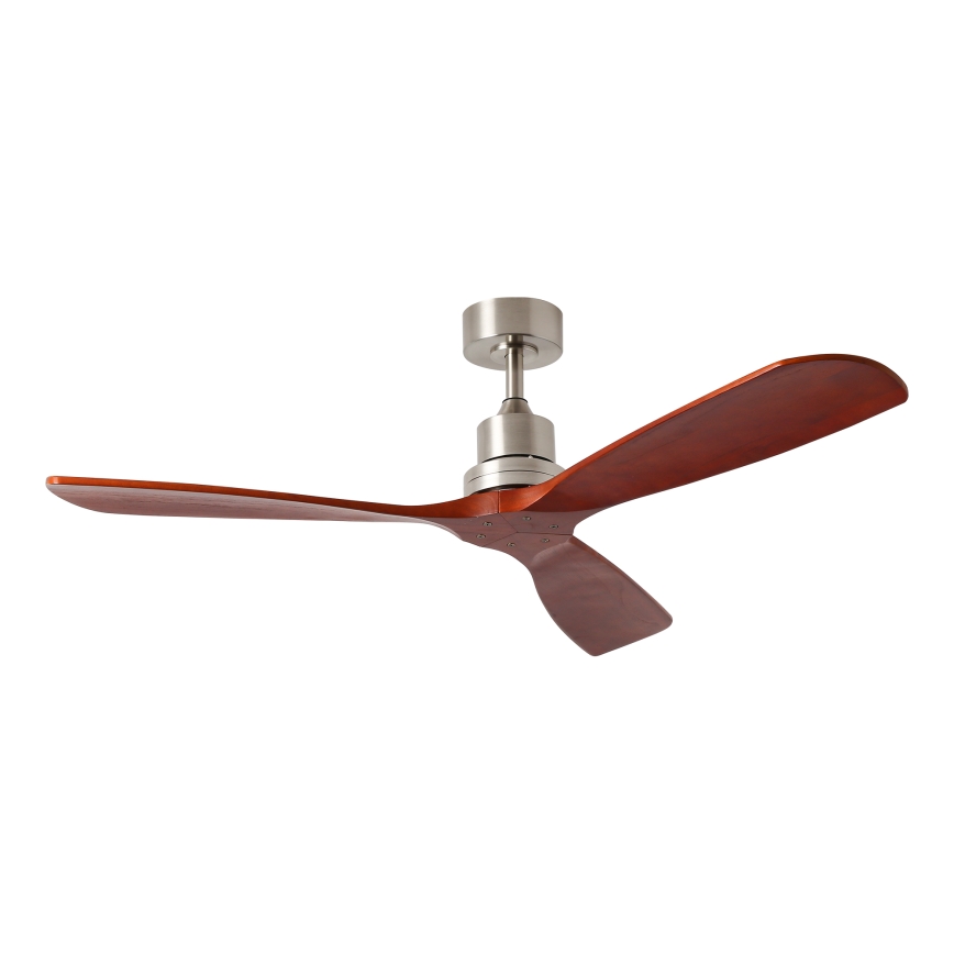 ZEVENTI - Deckenventilator LIONI Wi-Fi Tuya mattchrom/Eiche + Fernbedienung