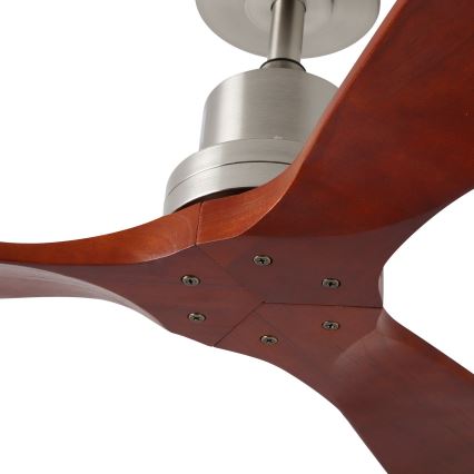 ZEVENTI - Deckenventilator LIONI Wi-Fi Tuya mattchrom/Eiche + Fernbedienung