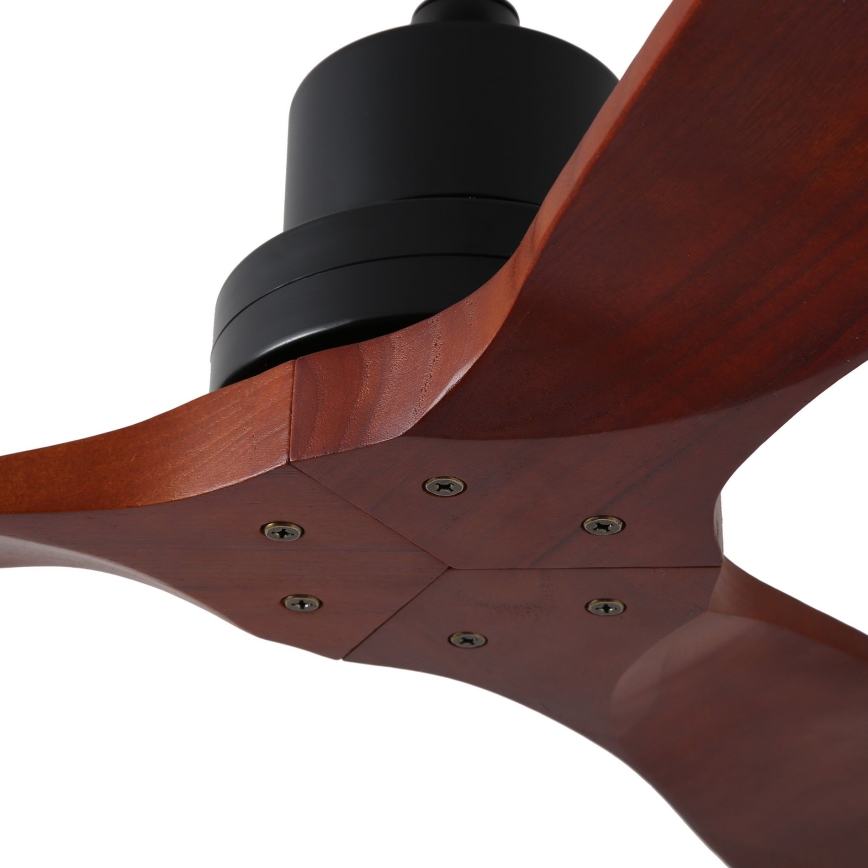 ZEVENTI - Deckenventilator LIONI Wi-Fi Tuya Schwarz/Eiche + Fernbedienung
