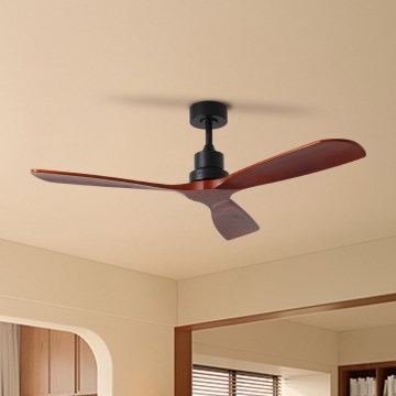 ZEVENTI - Deckenventilator LIONI Wi‑Fi Tuya schwarz/Eiche + Fernbedienung