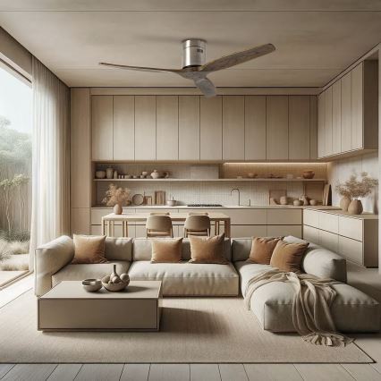 ZEVENTI - Deckenventilator SPELLO Wi-Fi Tuya matt Chrom/Eiche + Fernbedienung