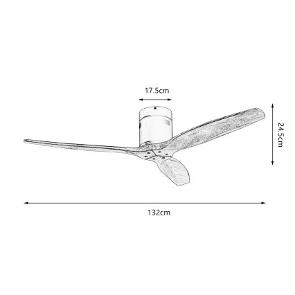 ZEVENTI - Deckenventilator SPELLO Wi-Fi Tuya matt Chrom/Eiche + Fernbedienung