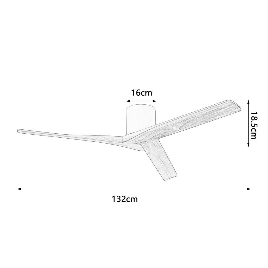 ZEVENTI - Deckenventilator VELLON Wi-Fi Tuya weiß/Paulownienholz + Fernbedienung
