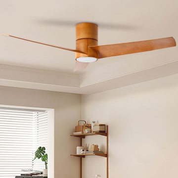 ZEVENTI - Dimmbarer LED-Deckenventilator BARROSA LED/18W/230V 3000-6000K Wi-Fi Tuya braun + Fernbedienung