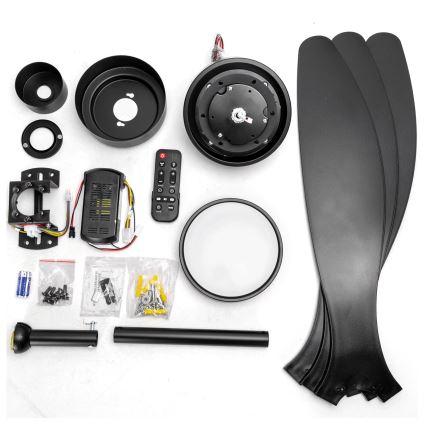 ZEVENTI - Dimmbarer LED-Deckenventilator ULUWATU LED/20W/230V 2700-6500K 132 cm schwarz + Fernbedienung