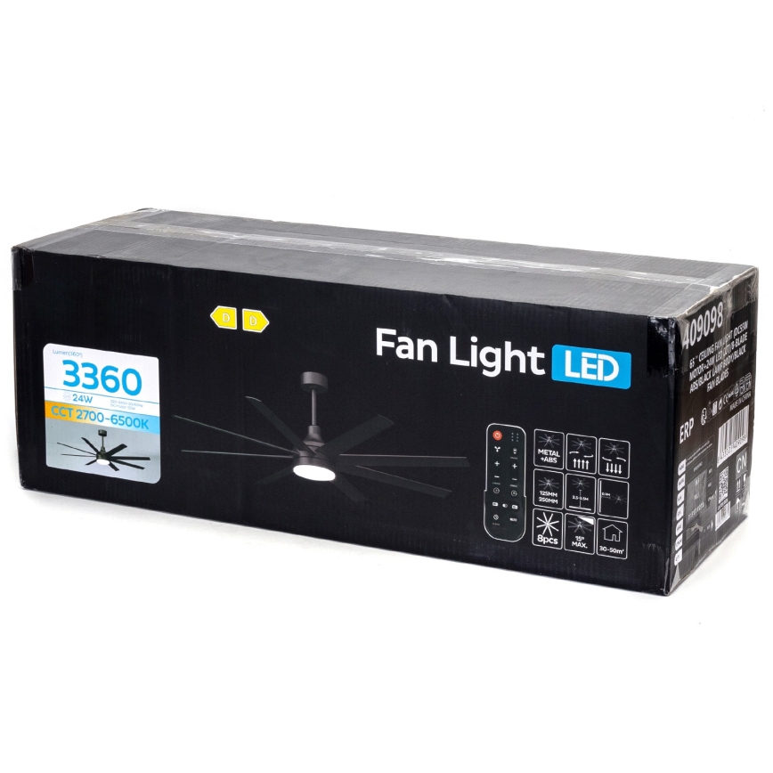 ZEVENTI - LED-dimmbarer Deckenventilator WALKIKI LED/24W/230V 2700-6500K 165 cm schwarz + Fernbedienung
