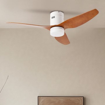 ZEVENTI - Dimmbarer LED-Deckenventilator PADUA LED/18W/230V 3000-6000K Wi-Fi Tuya weiß/braun + Fernbedienung