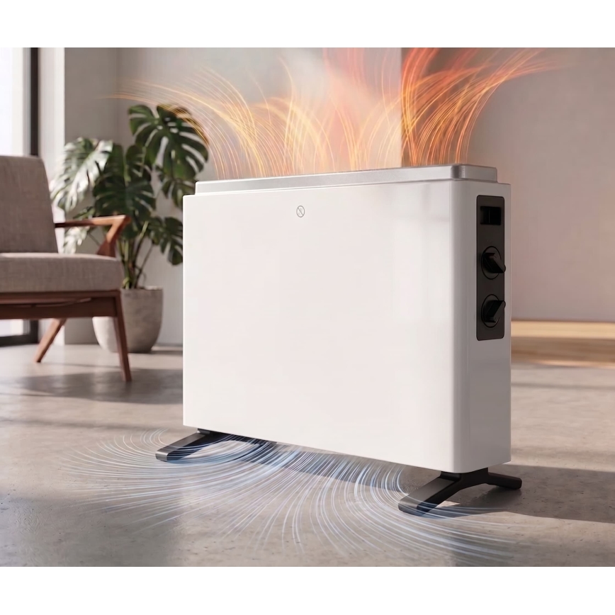 ZEVENTI - Elektrischer Direktheizer/Konvektor 800/1200/2000 W/230 V weiß