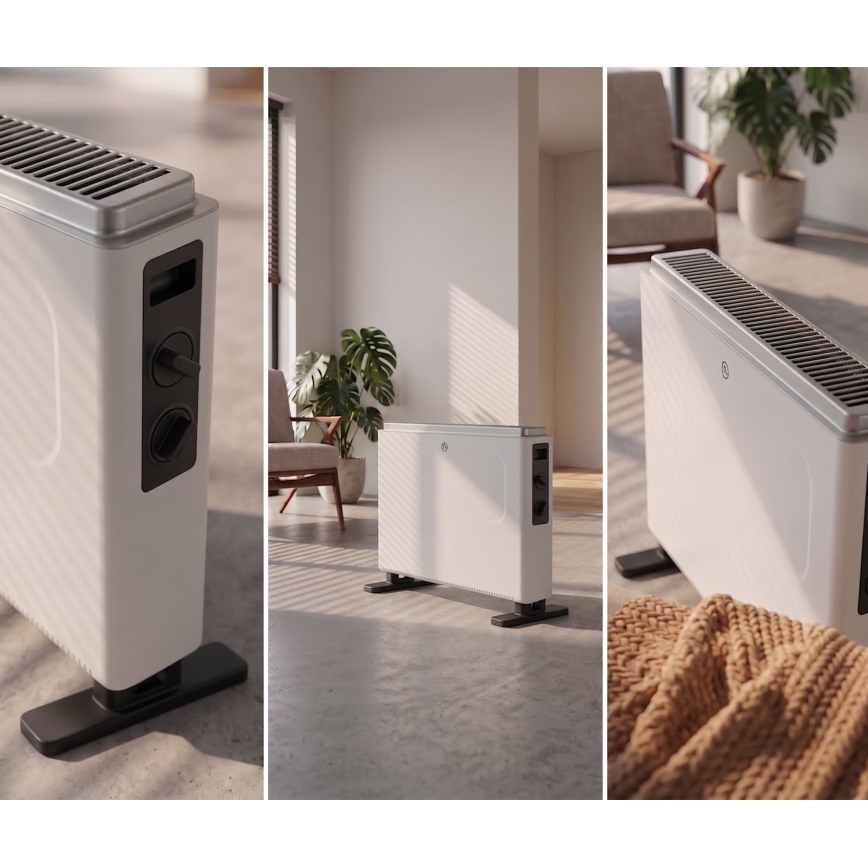 ZEVENTI - Elektrischer Direktheizer/Konvektor 800/1200/2000 W/230 V weiß