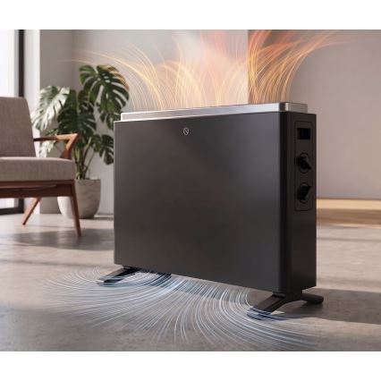 ZEVENTI - Elektrischer Direktheizer/Konvektor 800/1200/2000W/230V schwarz