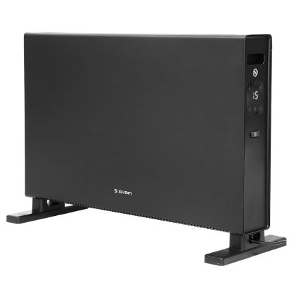 ZEVENTI - Elektrischer Direktheizer/Konvektor mit LCD-Display 1250/2000 W/230 V, schwarz + Fernbedienung