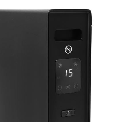 ZEVENTI - Elektrischer Direktheizer/Konvektor mit LCD-Display 1250/2000 W/230 V, schwarz + Fernbedienung