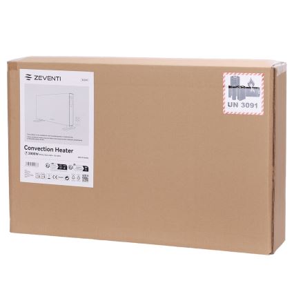 ZEVENTI - Elektrischer Direktheizer/Konvektor mit LCD-Display 1250/2000W/230V weiß + Fernbedienung