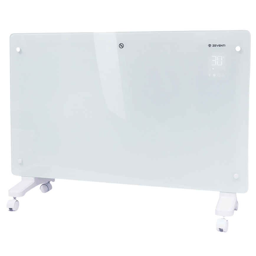 ZEVENTI - Smarter wandhängender elektrischer Direktheizer/Konvektor mit LCD-Display 1000/2000W/230V Wi-Fi weiß