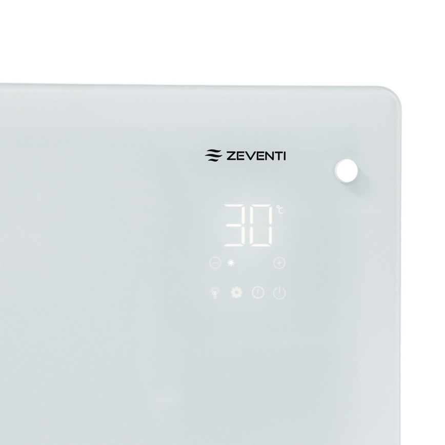ZEVENTI - Smarter wandhängender elektrischer Direktheizer/Konvektor mit LCD-Display 1000/2000W/230V Wi-Fi weiß
