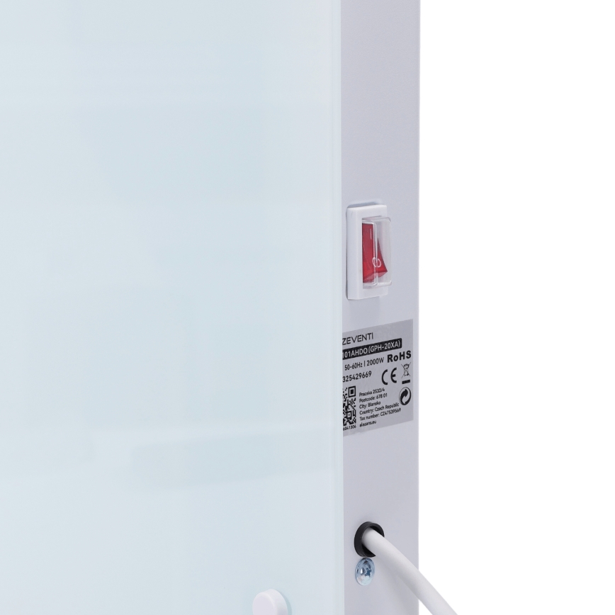 ZEVENTI - Smarter wandhängender elektrischer Direktheizer/Konvektor mit LCD-Display 1000/2000W/230V Wi-Fi weiß