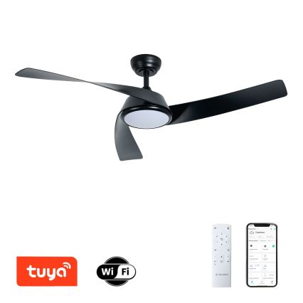 ZEVENTI - Dimmbarer LED-Deckenventilator AERYS LED/24W/230V 3000/4000/6000K Wi‑Fi Tuya schwarz + Fernbedienung